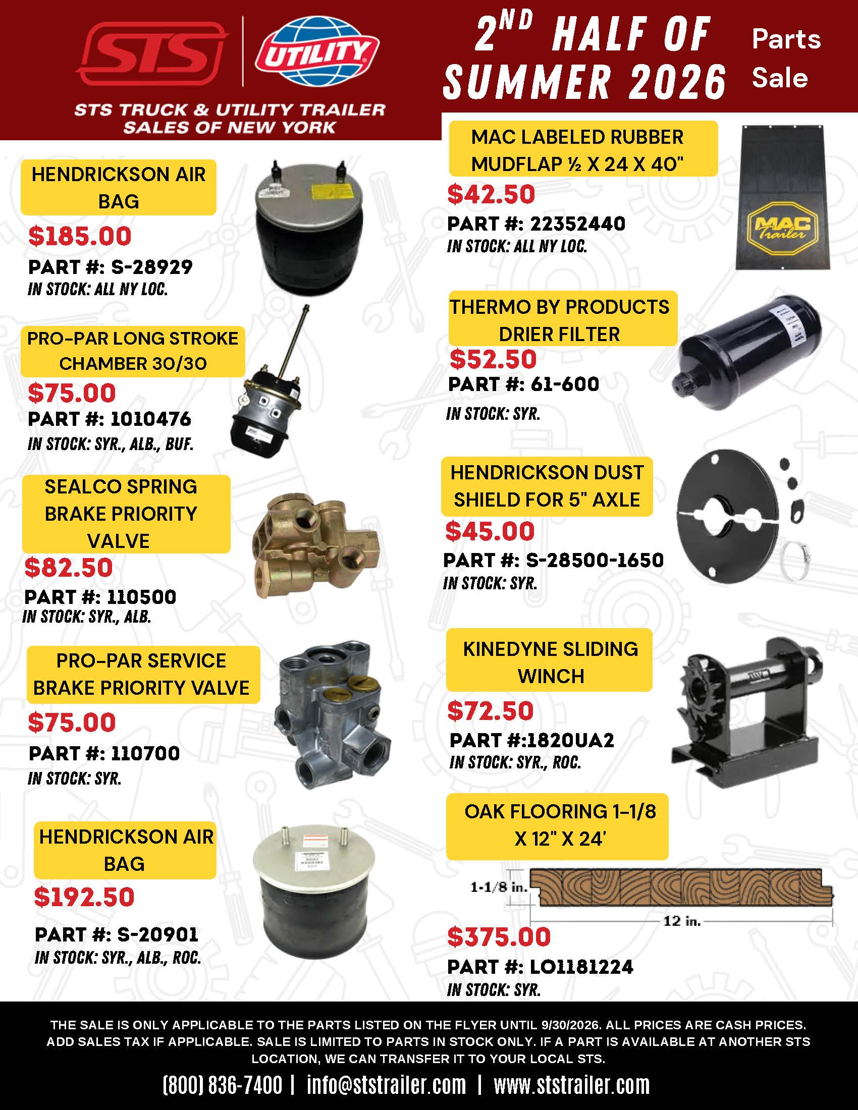 2nd Half of Summer Parts Sale 2026